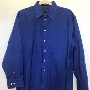 Nautica Long Sleeve Button Down Shirt Royal Blue
